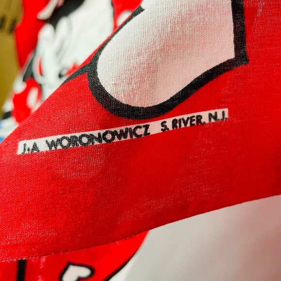 J A Woronowicz Disney Scarf Mickey Giving Minnie Mouse Flowers Bandanna u 80s - Picture 2 of 4